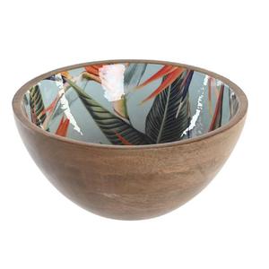 <b>Set</b> of Two OEM/ODM Solid Wood Grain Round Salad Bowls <b>Set</b> Sticker Enamel Printed Acacia <b>Wooden</b> <b>Food</b> Fruit Bowls - Product Image 6