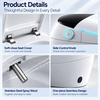 Toilette intelligente moderne avec bidet, couvercle à ouverture automatique, capteur de pied, siège chauffant, sécheur à air chaud, télécommande