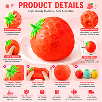 ZIHAI Usine En Gros Réaliste Fruit Fraise Forme 3D Texturé TPR Super Doux Lente Rising Mini Bureau Soulagement Du Stress Jouet