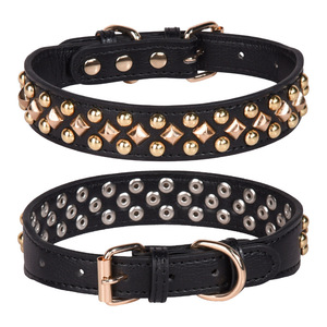Cá Nhân Sang Trọng Mềm PU Da Con Chó Cổ Áo Trang Trí Vàng Đinh Tán Studded Pet Dog Cổ Phụ Kiện Có Thể Điều Chỉnh Con Chó Cổ Áo - Product Image 2