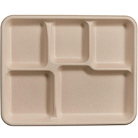 Plateau alimentaire à compartiments en bagasse de canne à sucre pour la maison, les restaurants, biodégradable, jetable, plateau à emporter à 5 compartiments