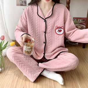 Nuovo pigiama di alta qualità all'ingrosso in cotone d'aria da donna comodo <span class=keywords><strong>abbigliamento</strong></span> esterno da indossare di grandi dimensioni - Product Image 6