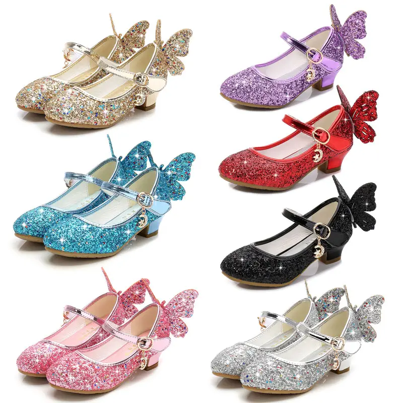 Kristallen Meisjes Schoenen Elsa Aurora Glitter Sandalen Vlinder Cinderella Belle Sofia Rapunzel Schoenen Verjaardagscadeau Voor Kinderen