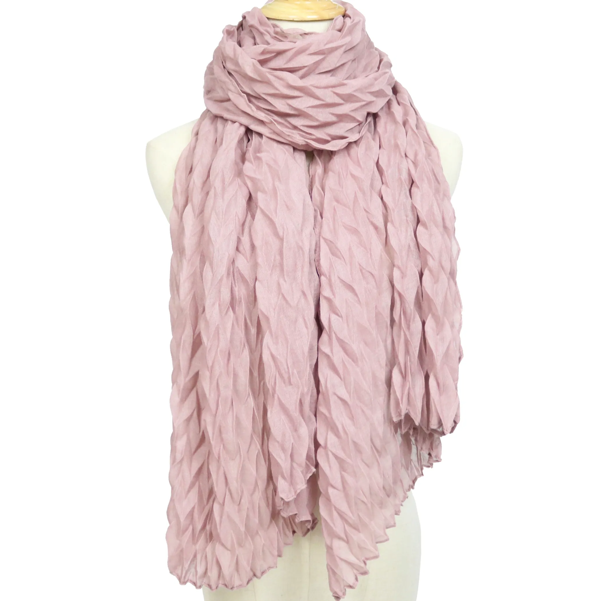 Bufanda de algodón para mujer, hijab liso arrugado, plisado, 90x180cm, venta al por mayor