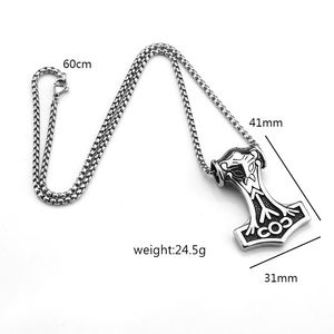 Colgante Martillo de Thor de Acero Inoxidable, Amuleto de Odín de Doble Cara, Collar para Hombre, Joyería de Moda, Regalo - Product Image 5