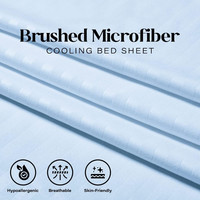 Draps De Lit En Gros Cheap Wrinkle Free Microfiber 4-Piece Striped Sheet Set Bed Sheet