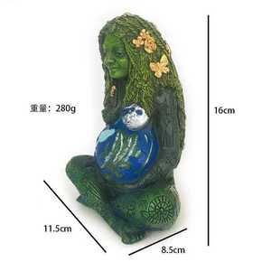 Statue de la mère de la terre en résine, 17 cm, Sculpture de la déesse pyjama dorée, décoration de la maison, nouvelle collection - Product Image 3