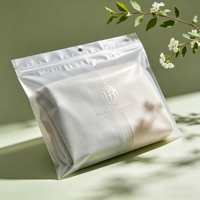 Sac zippé mat givré de qualité supérieure pour l'emballage de vêtements, pochette de rangement pour vêtements avec logo personnalisé imprimé et trou découpé pour poignée