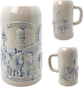 Essence of Europe Gifts Wine Stein Munich Beer Wagon Gres Taza 0,7 Litros Diseño moderno Uso para fiestas - Product Image 3