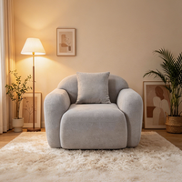 Fauteuil design italien moderne en tissu, fauteuil lounge incurvé avec ottoman, mousse haute densité emballée sous vide
