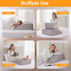 Almohada de Espuma Viscoelástica <span class=keywords><strong>en</strong></span> Forma de Cuña <span class=keywords><strong>para</strong></span> <span class=keywords><strong>Cama</strong></span>, Ideal <span class=keywords><strong>para</strong></span> Elevación de Piernas y Tobillos Postoperatoria, <span class=keywords><strong>para</strong></span> Dormir, Acampar y Cuidado Post-Quirúrgico - Product Image 6