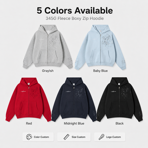 Sudadera con capucha extragrande de peso pesado con lavado ácido personalizado, estampado integral de letras, pedrería y cremallera completa, estilo retro urbano y ecológica - Product Image 2