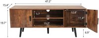 Meuble TV en bois rustique moderne avec rangement ouvert, centre de divertissement personnalisable, console multimédia autoportante pour salon