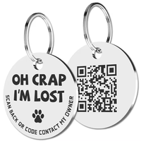 Wowei Logotipo personalizado Metal Acero inoxidable Código QR en blanco Etiquetas para gatos Etiquetas de identificación para perros y Mascotas