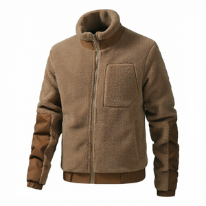 Veste polaire décontractée personnalisée avec logo, col montant, fermeture éclair, teinte unie, écologique, coupe-vent pour homme – Vente en gros - Product Image 1