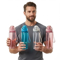 Bouteille de sport transparente en plastique de 750 ml, anti-fuite, écologique, compatible lave-vaisselle, pour usage extérieur, grande capacité, à boire directement