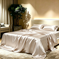 Ensemble de linge de lit en soie artificielle, taies d'oreiller en satin, drap-housse, housse de couette quatre pièces, toucher doux et frais pour chambre à coucher - Vente en gros