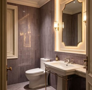 Piastrella Lunga in Porcellana Lucida Stile Moderno Francese 75x300mm Grigio Viola Resistente agli Acidi per Pareti Esterne e Pavimenti di Hotel - Product Image 4