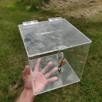 Klares quadratisches Acryl-Schließfach Plexiglas-Spendenbox mit Schloss Scharnierdeckel