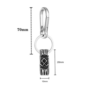 yunnique Nordic Viking Rune Keychain Stainless Steel Retro Leather <b>Key</b> <b>Chain</b> Men's Jewelry Cross Border Style VK1203 - Product Image 3