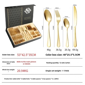 24 pezzi posate posate posate <span class=keywords><strong>Set</strong></span>, servizio utensili in acciaio inox per 6, Include forchetta coltello cucchiaio, lucidato a specchio - Product Image 3
