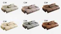 Canapé-lit modulaire pliant en cuir crème moderne avec rembourrage en éponge et design rétractable électrique pour appartement et hôtel (trois places)