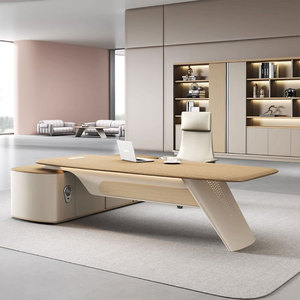 Bureau de direction modulaire de luxe Liyu en forme de L, mobilier de bureau robuste pour la maison et le bureau du patron - Product Image 2