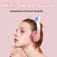 Casque audio sans fil pliable à oreilles de chat pour le gaming, circum-auriculaire