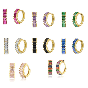 Boucles d'oreilles créatives en zircon arc-en-ciel plaqué <span class=keywords><strong>or</strong></span> 18 carats, petites boucles d'oreilles pour femme, cadeau - Product Image 1