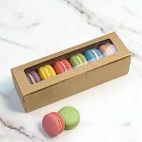 Boîte à macarons personnalisée en papier kraft jetable de qualité alimentaire avec fenêtre, emballage pour desserts, pâtisserie, cadeaux