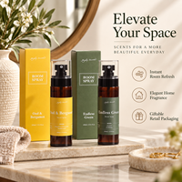 Bouteille en plastique ambrée de 100 ml avec étiquette privée personnalisée, vaporisateur d'ambiance, parfum d'intérieur longue durée, désodorisant pour hôtel et salon