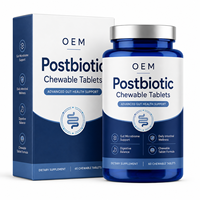 Comprimés à croquer postbiotiques avec prébiotique XOS, fibres d'inuline et mélange d'enzymes digestives pour le développement de produits nutraceutiques