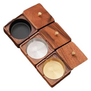<b>Walnut</b> Wood Ashtray With Lid Square Minimalist Design Stainless Steel Inner Household Use - Product Image 5