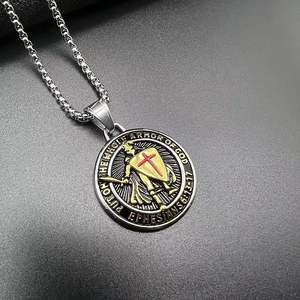 Hombres Western <span class=keywords><strong>Vampire</strong></span> Armor of God Collar Caballeros Templarios Cruz de Hierro Colgante con Cadenas de Plata Plateado Acero Rosa Forma Regalo - Product Image 5