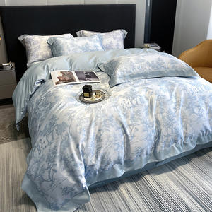 Juego de cuatro piezas lavado Cool Ice 60S Estilo nórdico sedoso verano dormir bordado edredón cubierta ropa de cama - Product Image 3