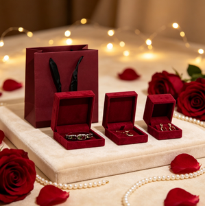 FORTE Red High-end Simple <b>Jewelry</b> Packaging Set <b>Box</b> with Magnetic Closure Velvet Lining for Rings and <b>Necklaces</b> - Product Image 3