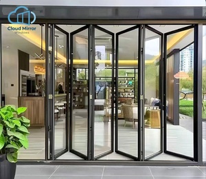 Porte commerciale pliante multi-panneaux en aluminium, porte vitrée pleine vue pour boulangerie, bar et boutique - Product Image 2