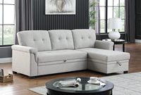 Sofá Cama en Forma de L de Color Beige, 3 Plazas, con Cama Extraíble, Sofá Cama con Espacio de Almacenamiento para Sala de Estar y Apartamento