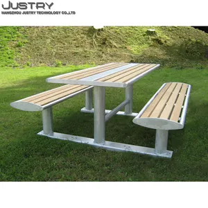 Outdoor Tafel En Stoel Metalen En Hout Combinatie Convertible Picknicktafel Tuinbank