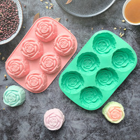 Moule à pâtisserie en silicone de haute qualité à 6 cavités en forme de rose, moule à chocolat pour gâteau de lune Buddy, outil de cuisine, outils à gâteau