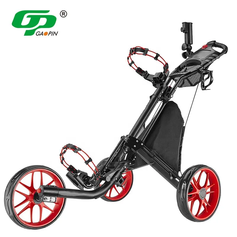 Ready To Ship Portable Lightweight Quick Open Foldable Golf Push Cart 3 Wheels Aluminum Golf Carts Trolley for Outdoor