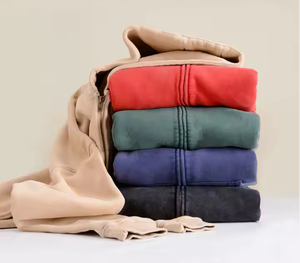 Livraison directe sweat à capuche homme personnalisé 350Gsm vierge poids lourd surdimensionné polaire bouffée impression surdimensionné sweat à capuche avec fermeture éclair complète - Product Image 2