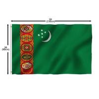 Drapeau du Turkménistan en polyester 100 % imprimé recto-verso, couleurs vives, durable, vente en gros pour tous les pays