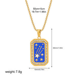 Retro <span class=keywords><strong>Tarot</strong></span> Roestvrij Staal 18K Vergulde Ketting Prachtige Druipende Olie Vierkante Hanger Modieuze Bedels - Product Image 6