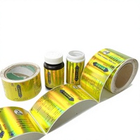 Étiquettes autocollantes métalliques réfléchissantes personnalisées en rouleau, imperméables, pour l'emballage de produits pharmaceutiques, alimentaires et de santé