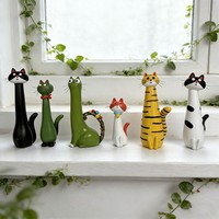 Vas Resin Kucing Unik Buatan Tangan, Pot Bunga Bentuk Hewan Kreatif, Dekorasi Rumah, Ornamen Seni, Hadiah Pindah Rumah