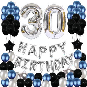 Décorations d'<span class=keywords><strong>anniversaire</strong></span> en gros pour hommes, 13e, 16e, 18e, 21e, 30e, 40e, 50e, 60e <span class=keywords><strong>anniversaire</strong></span>, ballons bleus et gris - Product Image 4