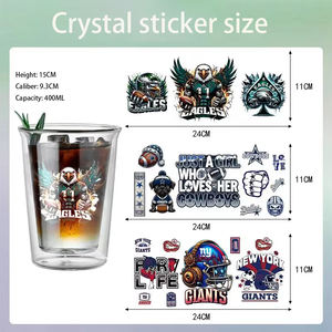 Gobelet à bière DIY sur le thème du rugby de 400 ml avec autocollants UV, <span class=keywords><strong>verre</strong></span> borosilicate à double paroi, gobelet créatif pour les fans de sport, pour les bars sportifs et les fêtes - Product Image 5