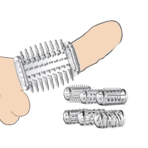 Venta caliente Crytal Condom Pene Sleeve 6-Piece Finger Condom and Cock Ring Set Dildos Categoría de producto - Product Image 1