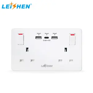 Double 2 Way Switch 13 Amp UK USB Wall Socket Electric Plug Charger USB Power Charging usb sockets